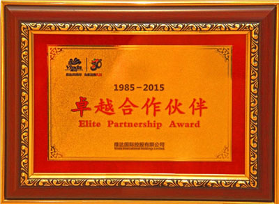 97至尊国际荣获“2015维达卓越合作同伴”大奖